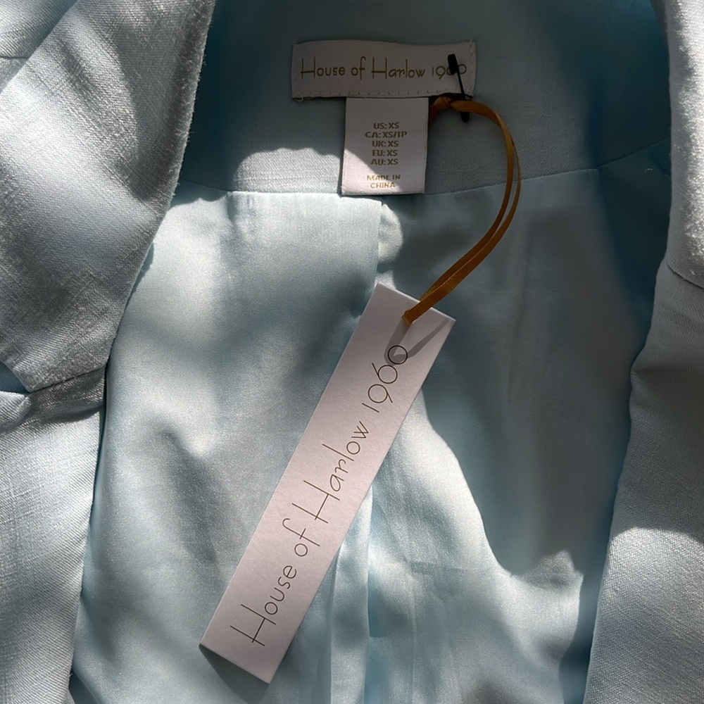 HOUSE OF HARLOW 1960 Women's Light Blue Double-Breasted Blazer XS - Picture 5 of 6